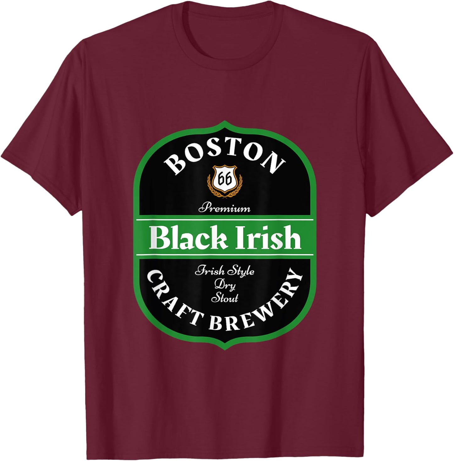 Boston Craft Brewery Boston Black Irish Stout Novelty Logo T-Shirt - T-Shirt | Maroon