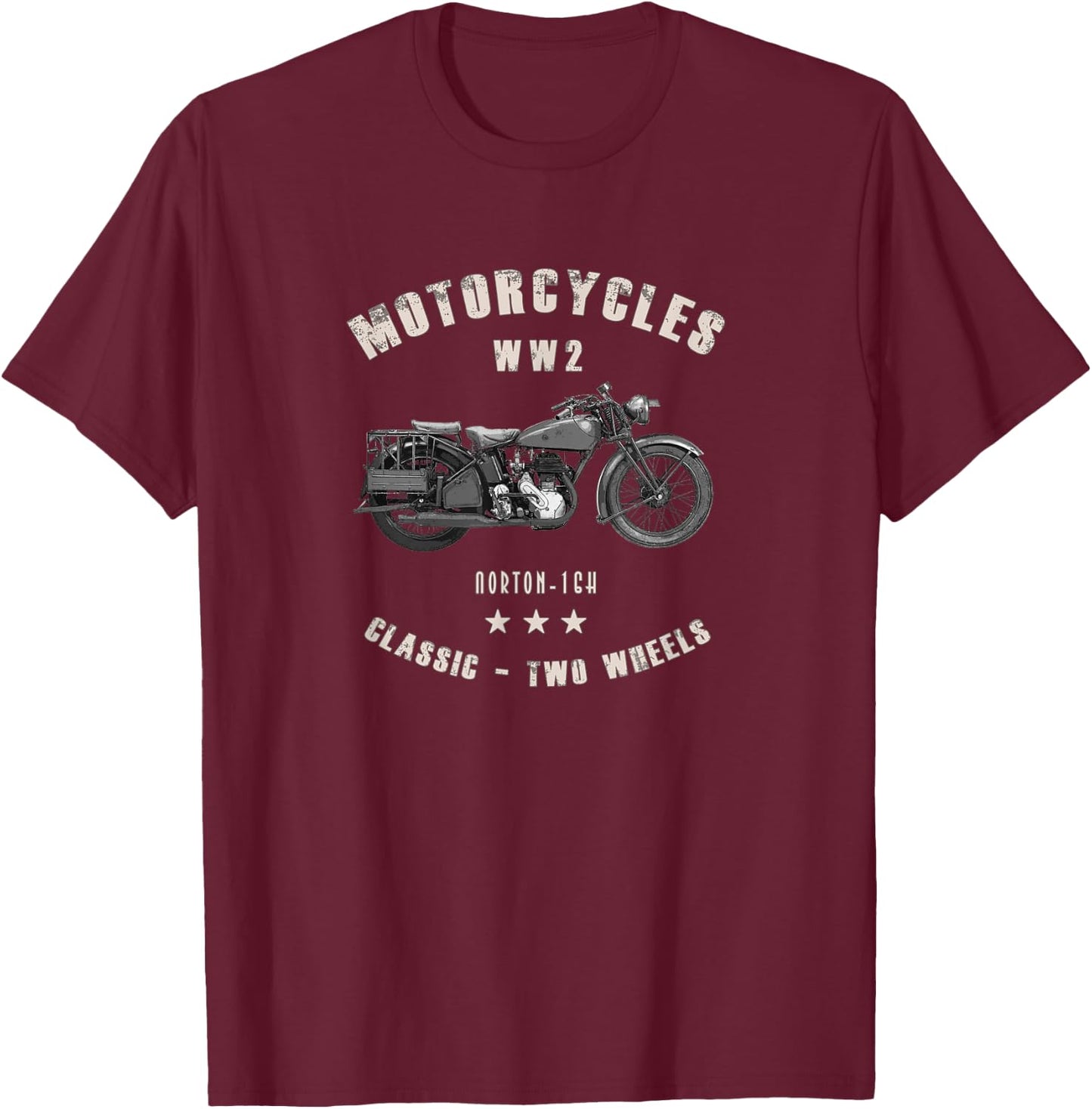 Norton-16H Classic Motorcycle WW2 T-Shirt - T-Shirt | Maroon
