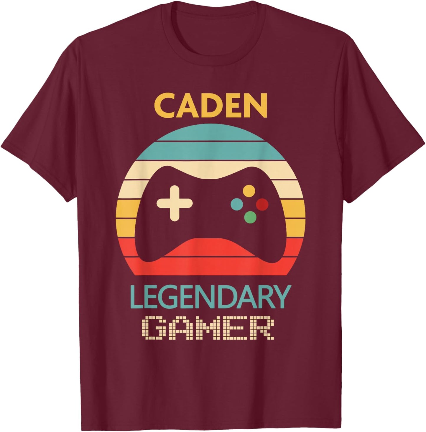 Caden Name Gift - Personalized Legendary Gamer T-Shirt - T-Shirt | Maroon