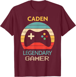 Caden Name Gift - Personalized Legendary Gamer T-Shirt - T-Shirt | Maroon