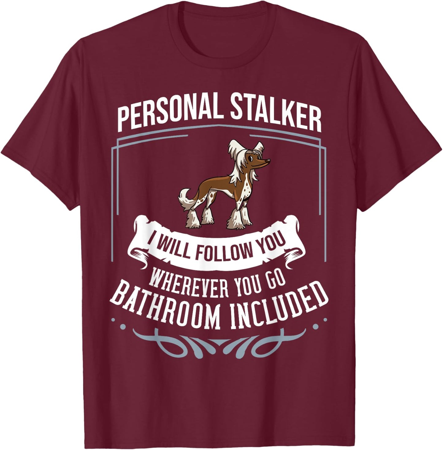 Chinese Crested Powderpuff Dog Gift Puppies Owner Lover Men Women Girls Kids T-Shirt - T-Shirt | Maroon
