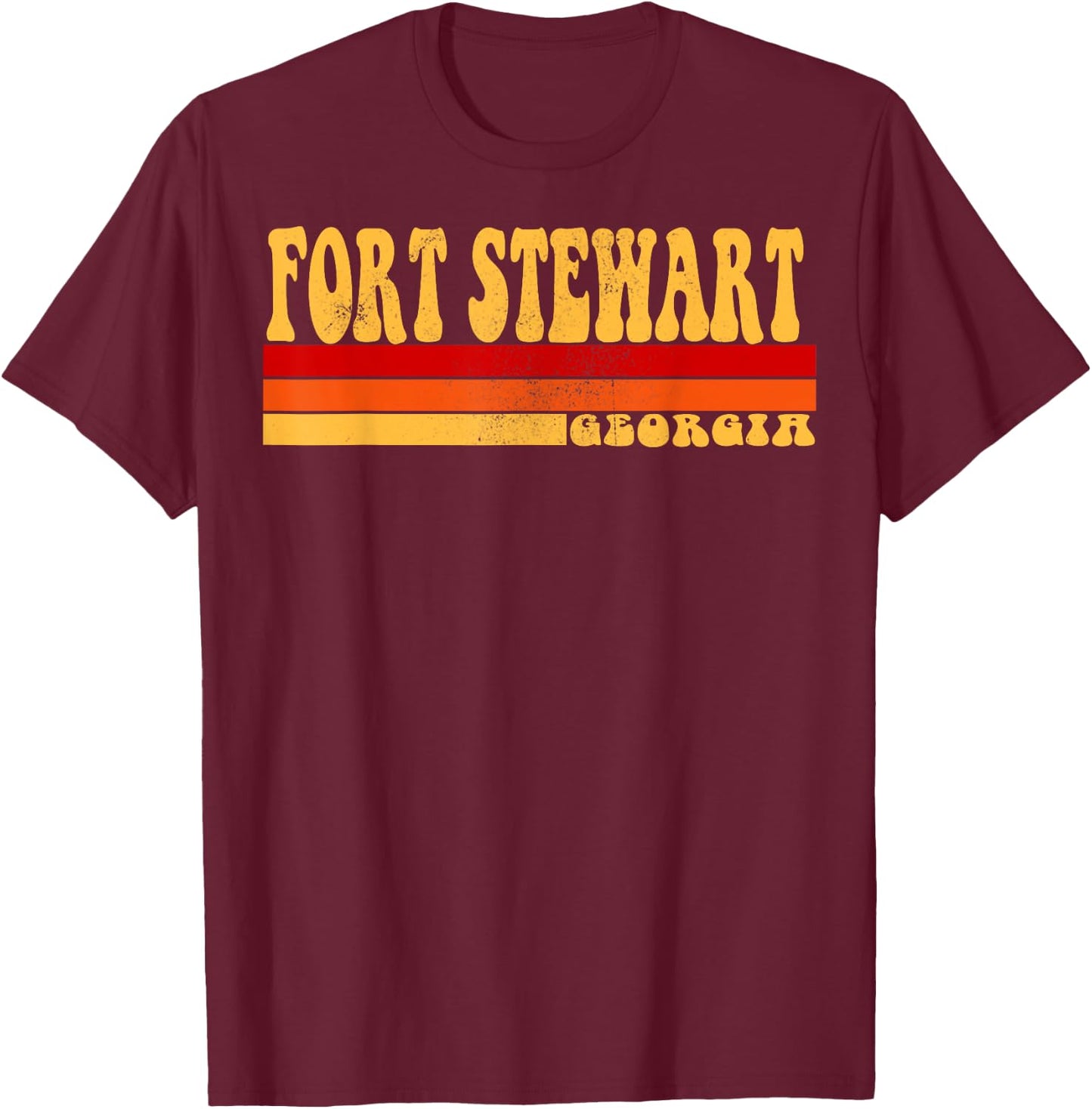 FORT STEWART Georgia City Vintage Roots Retro Design 70s 80s T-Shirt - T-Shirt | Maroon