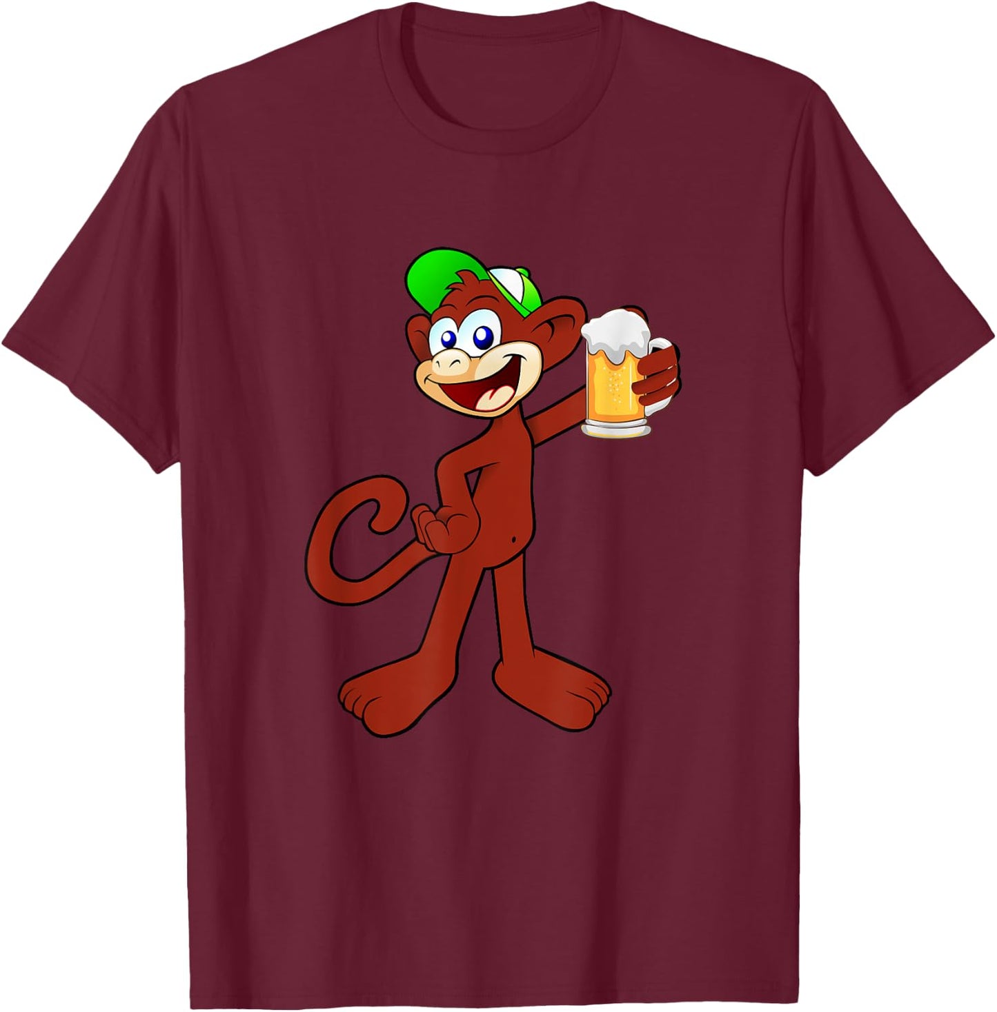 Beer Drinking Monkey Funny Beer Lovers Trendy Gag Gift T-Shirt - T-Shirt | Maroon