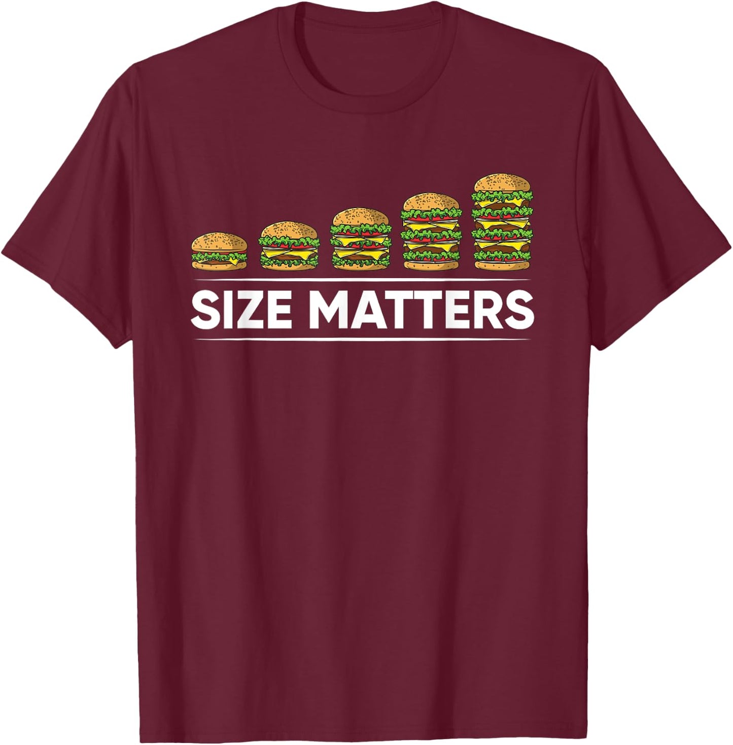 Cool Hamburger Gift Kids Men Women Funny Fast Food Size T-Shirt - T-Shirt | Maroon