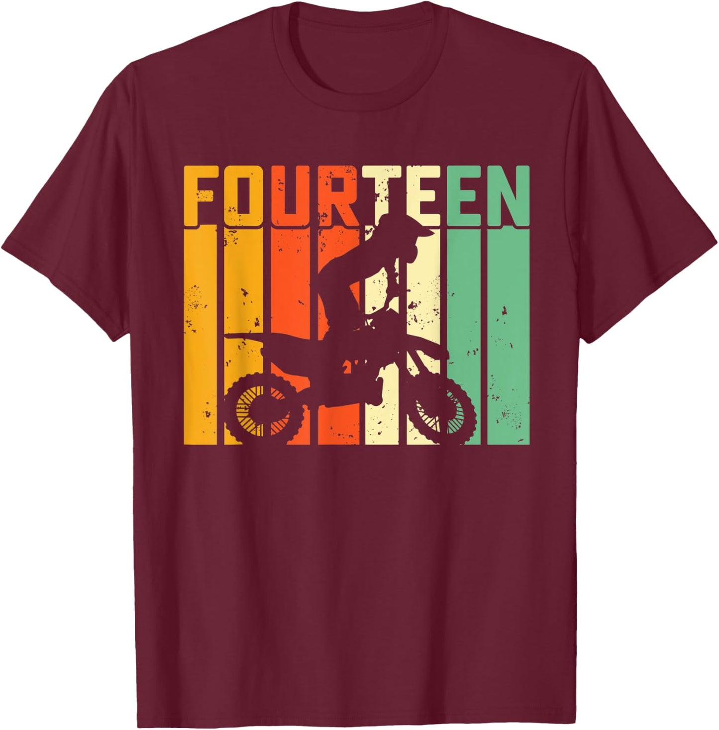 14th Birthday Motocross Turning 14 Dirtbiking Boys Dirt Bike T-Shirt - T-Shirt | Maroon