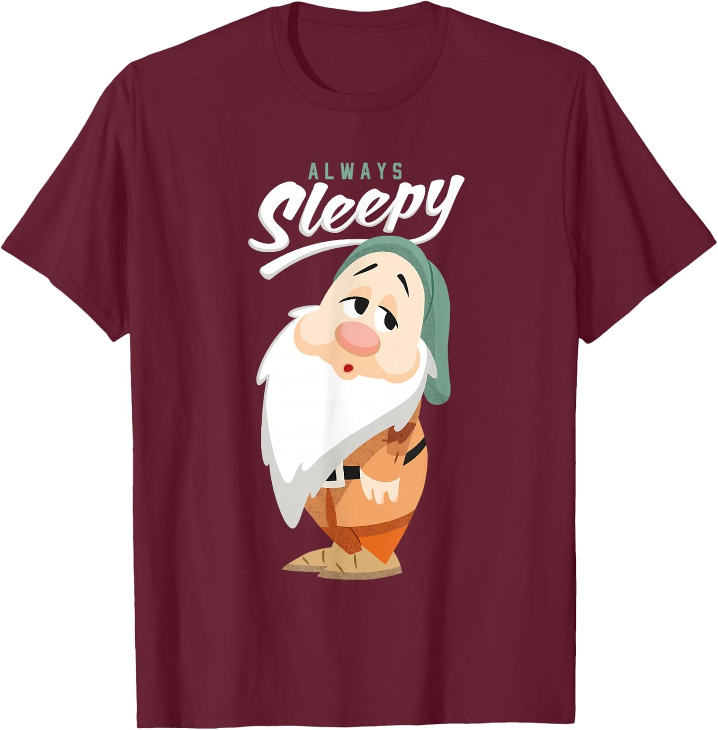 Disney Snow White and The Seven Dwarfs Always Sleepy T-Shirt - T-Shirt | Maroon