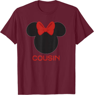 Disney Minnie Mouse Red Bow Icon Cousin Family T-Shirt - T-Shirt | Maroon