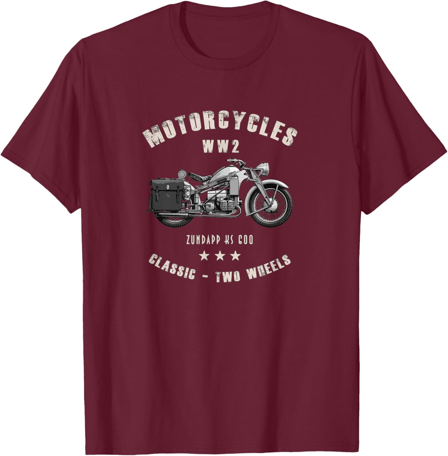 Zundapp KS 600 Classic Motorcycle WW2 T-Shirt - T-Shirt | Maroon