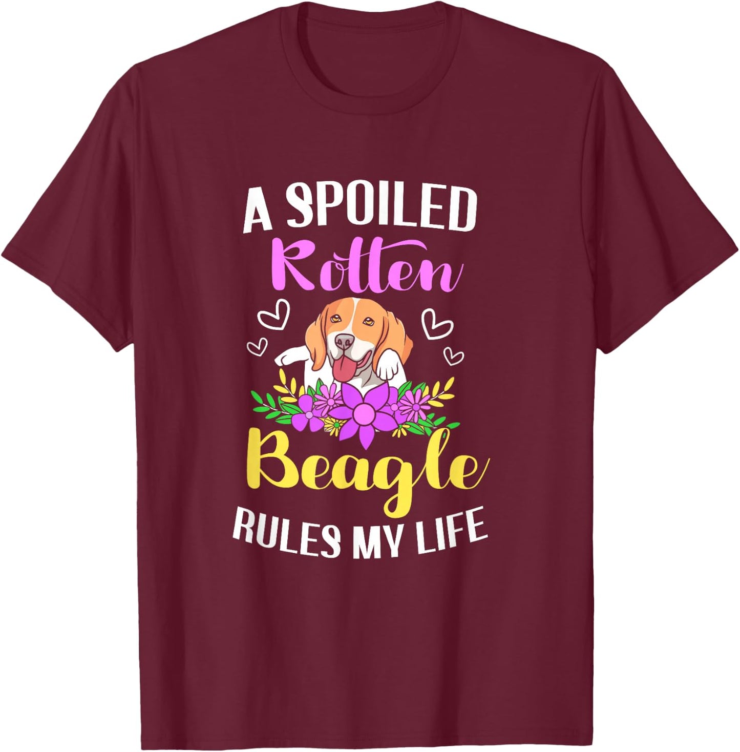 Funny Beagle Mom Spoiled Rotten Dog Women Kids T-Shirt - T-Shirt | Maroon