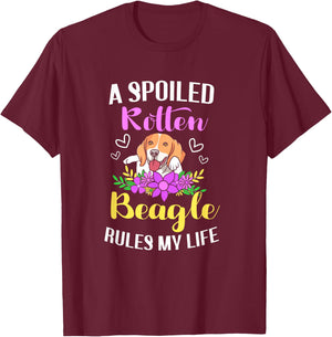 Funny Beagle Mom Spoiled Rotten Dog Women Kids T-Shirt - T-Shirt | Maroon