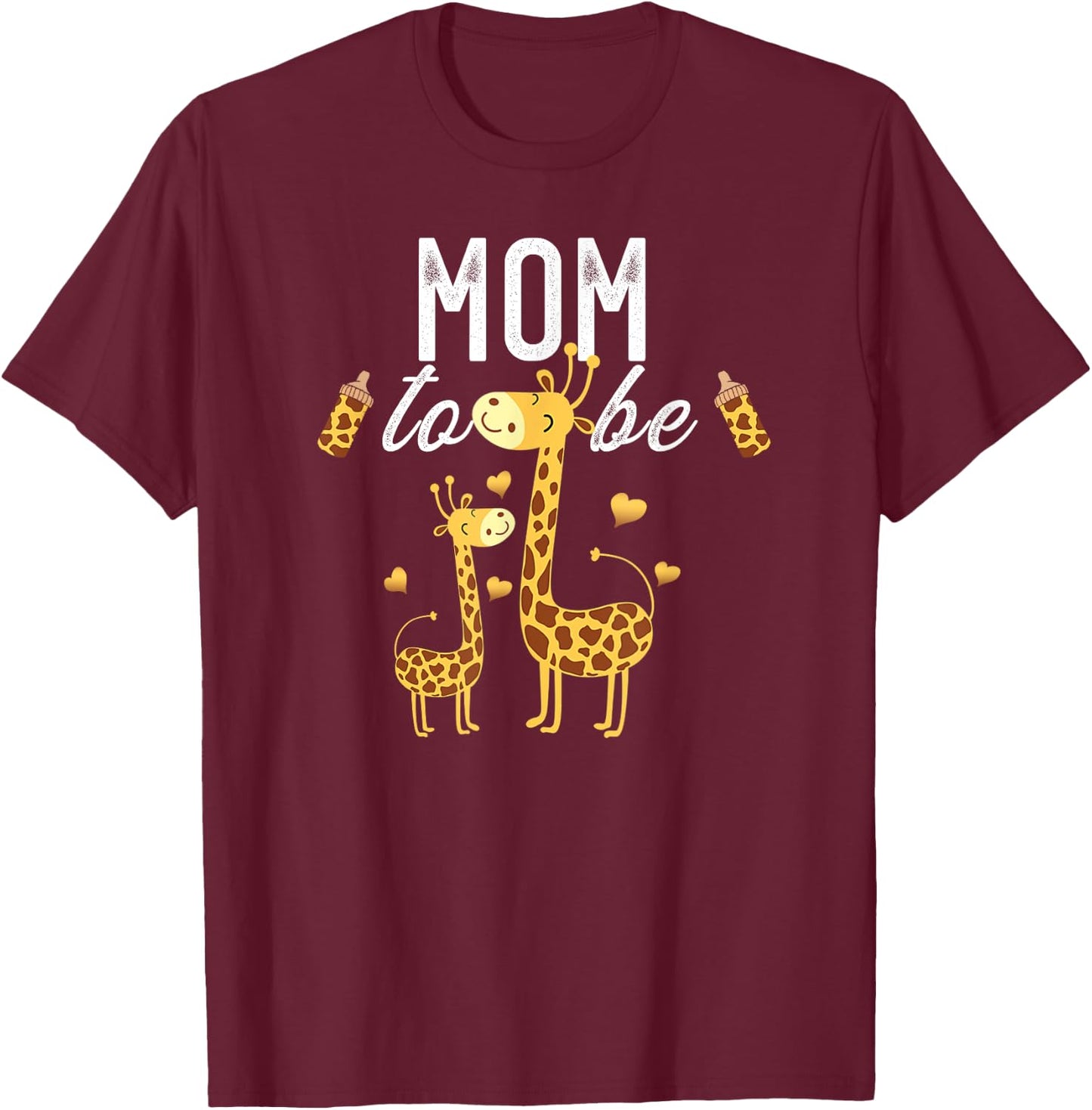 Mom To Be Giraffe Baby Shower Cute T-Shirt - T-Shirt | Maroon