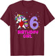 Unicorn Swimsuit 6th Birthday Girl Love Funny 6 Years Old T-Shirt - T-Shirt | Maroon
