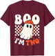 Kids Boo I'm Two Cute Ghost Groovy 2nd Second Birthday Boys Kids T-Shirt - T-Shirt | Maroon