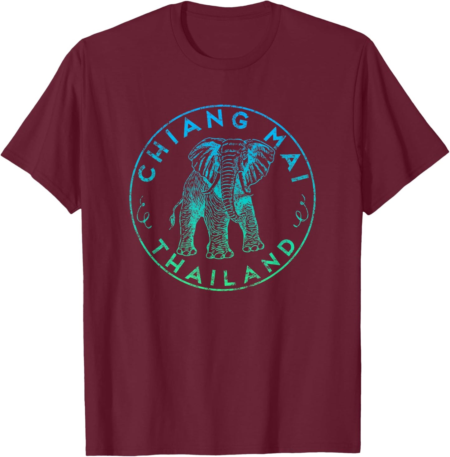 Chiang Mai Thailand Elephant Digital Nomads Asian Travel T-Shirt - T-Shirt | Maroon
