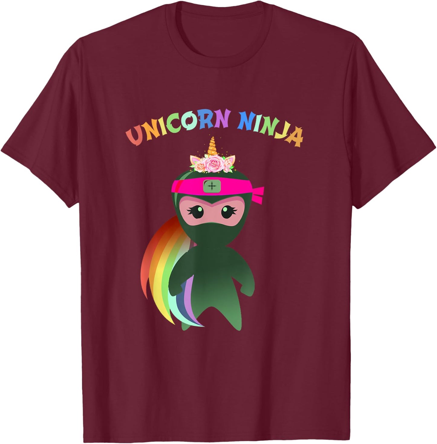 Purple UNICORN NINJA Disguise Birthday Girls Kids & Teachers T-Shirt - T-Shirt | Maroon