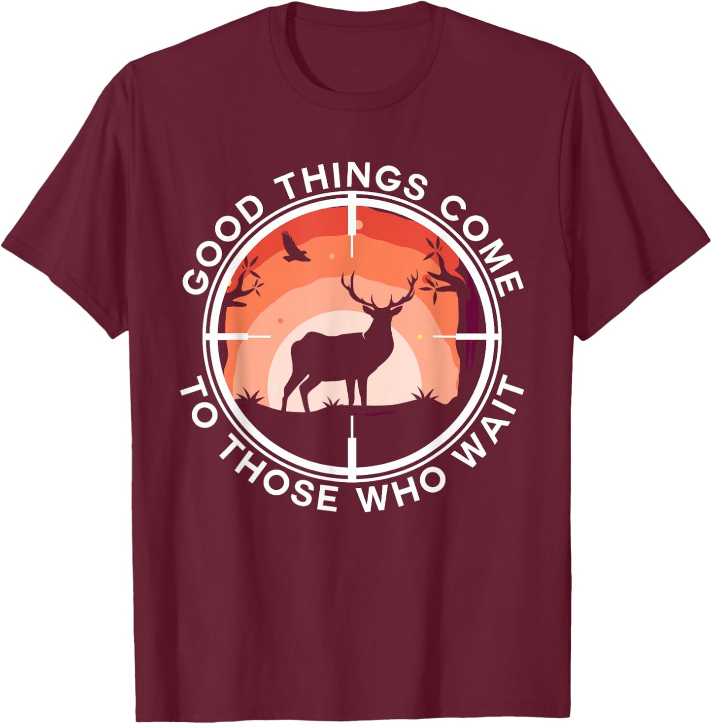 Large Buck Funny Deer Hunting T-Shirt - T-Shirt | Maroon