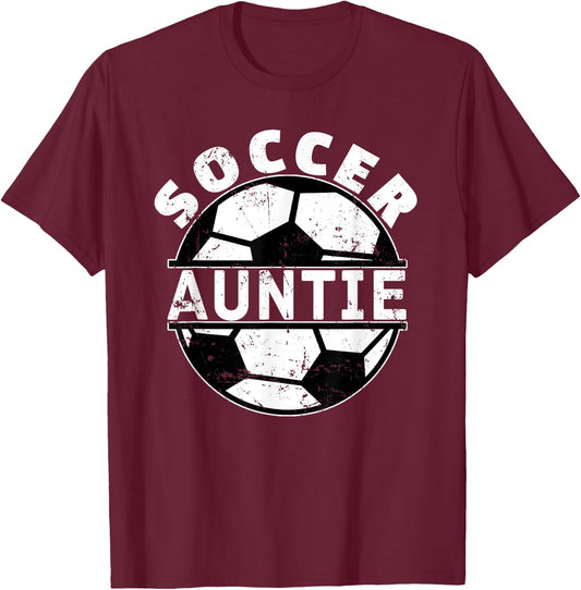 Soccer Auntie Aunt T-Shirt - T-Shirt | Maroon