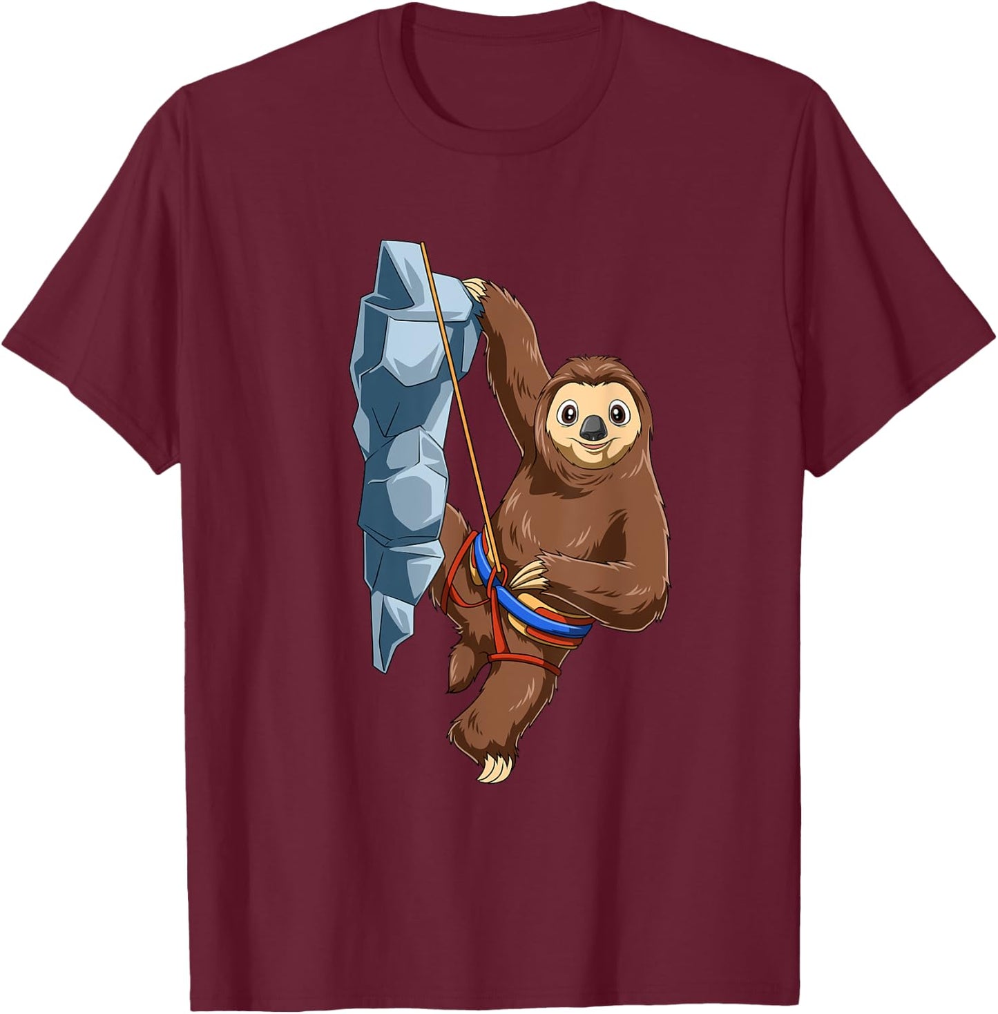 Chilled Sloth - Bouldering and Rock Climbing Gift T-Shirt - T-Shirt | Maroon