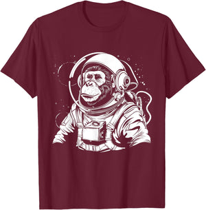 Astronaut Monkey Chimpanzee Chimp In Space Suit Funny T-Shirt - T-Shirt | Maroon