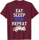Eat Sleep Tow Repeat Tow Truck Driver T-Shirt - T-Shirt | Maroon