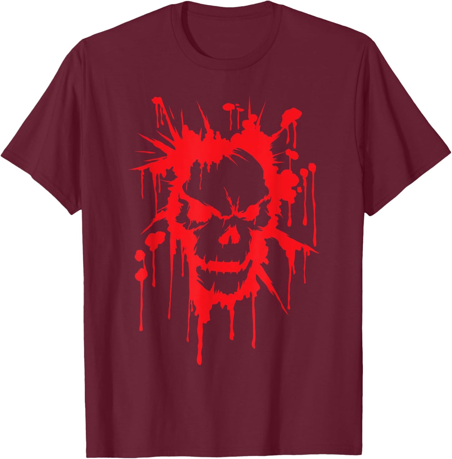 Bloody Skull | Bloodstain With Dead Face | Heavy Metal T-Shirt - T-Shirt | Maroon