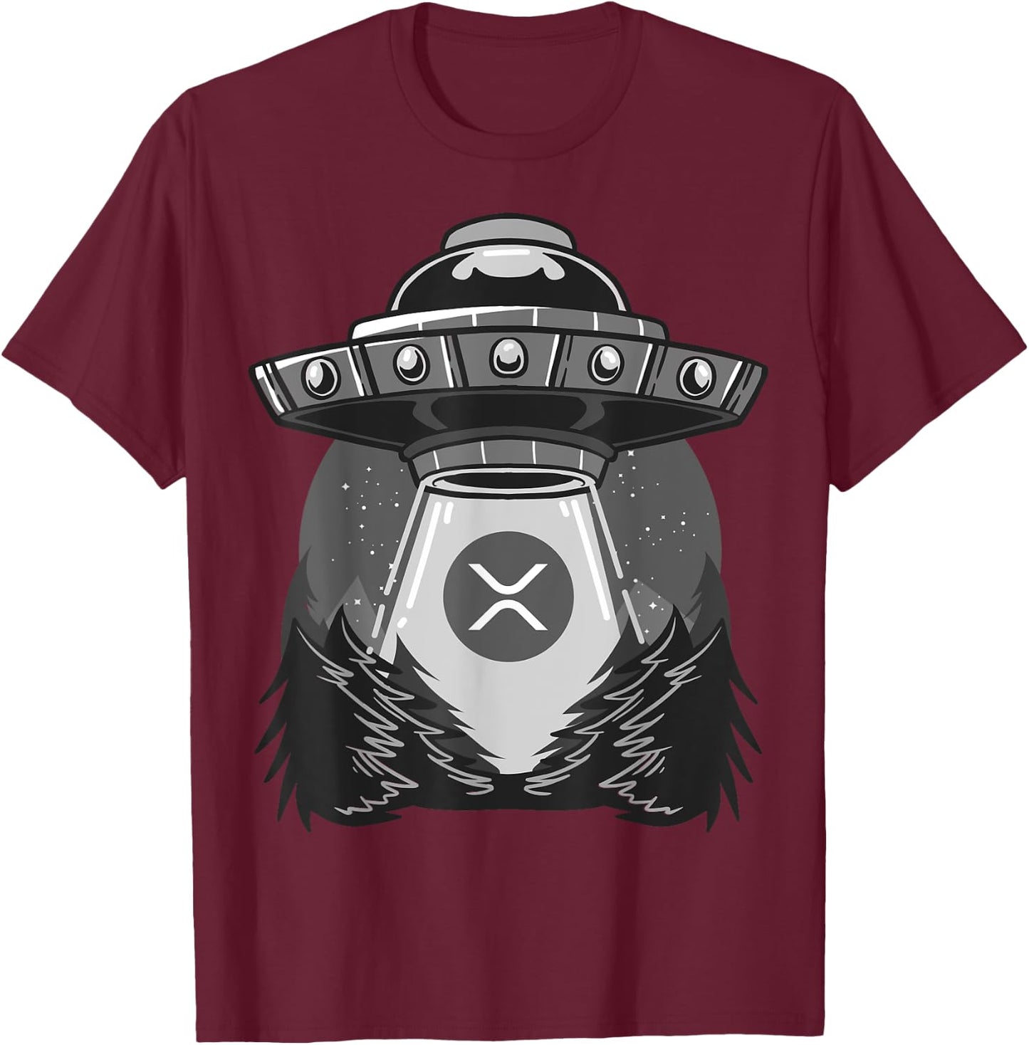 Spaceship UFO XRP Cryptocurrency T-Shirt - T-Shirt | Maroon
