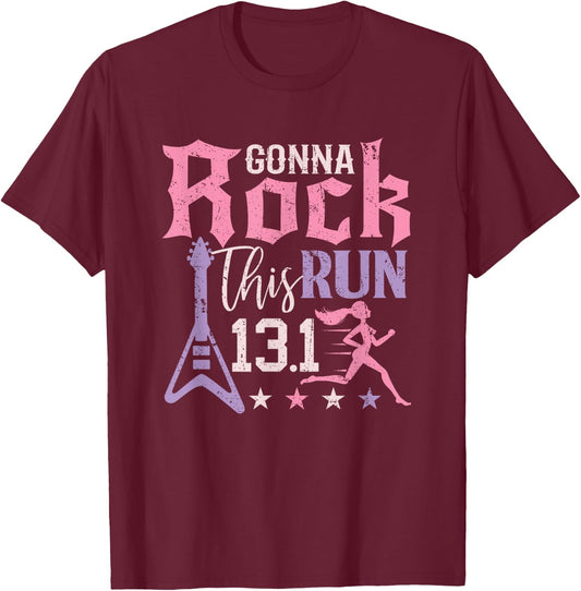 13.1 Half Marathon Shirt Women Runner Rock Running Athlete T-Shirt - T-Shirt | Maroon