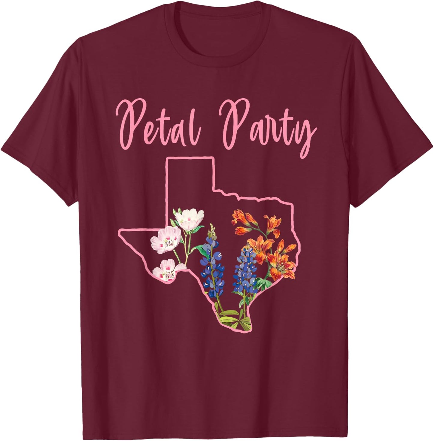 Wildflower Fields Wildflowers Bluebonnet Texas Spring T-Shirt - T-Shirt | Maroon