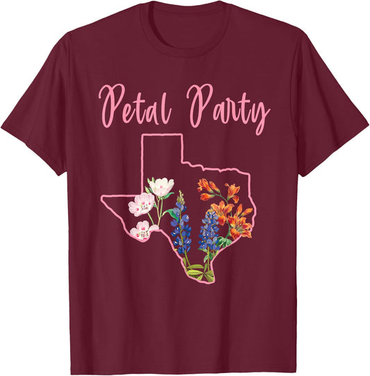 Wildflower Fields Wildflowers Bluebonnet Texas Spring T-Shirt - T-Shirt | Maroon