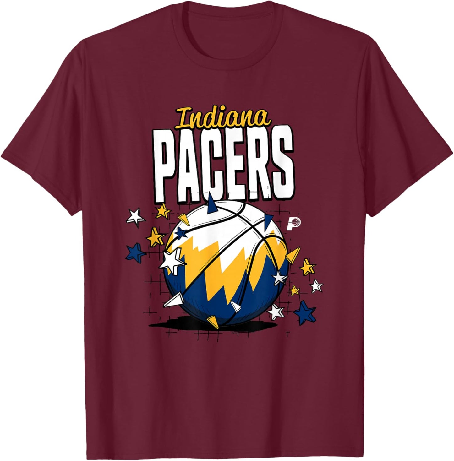NBA Indiana Pacers Basketball Doodle Stars T-Shirt - T-Shirt | Maroon