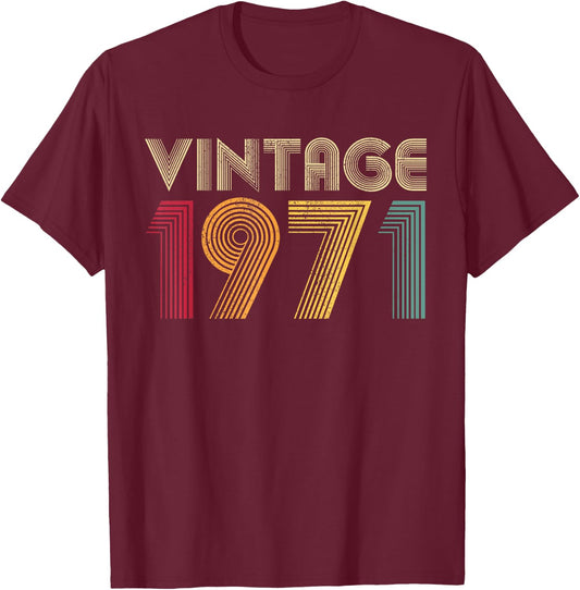 Vintage 1971 54th Birthday Gift Retro Men Women 54 Years Old T-Shirt - T-Shirt | Maroon