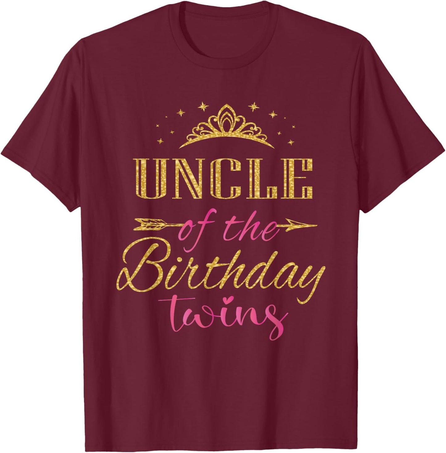 Uncle Of The Birthday Twins Kids Party T-Shirt - T-Shirt | Maroon