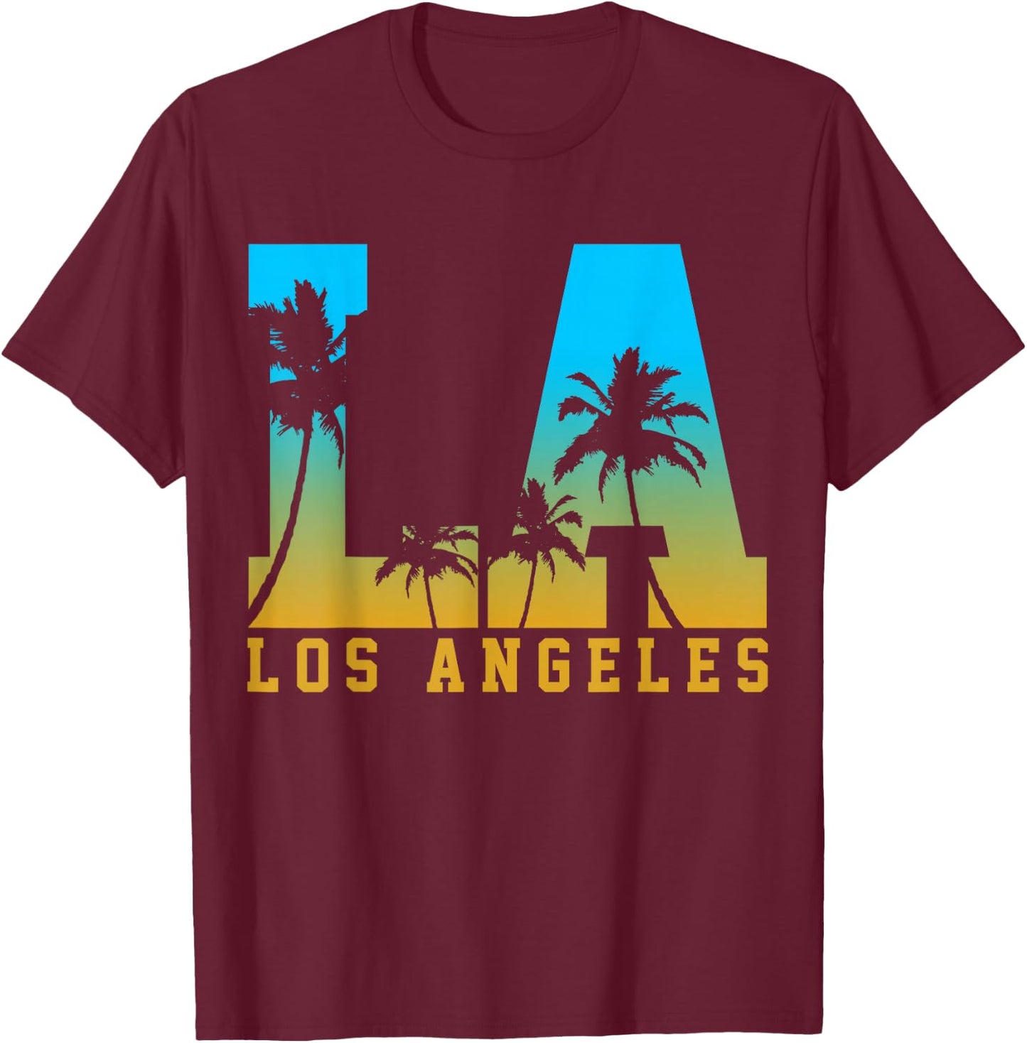 Los Angeles LA California California USA America Souvenir T-Shirt - T-Shirt | Maroon