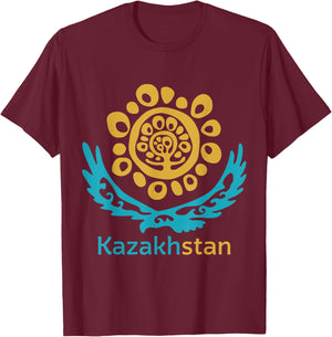 Republic of Kazakhstan Qazaqstan Kazakh Kazakh Flag T-Shirt - T-Shirt | Maroon