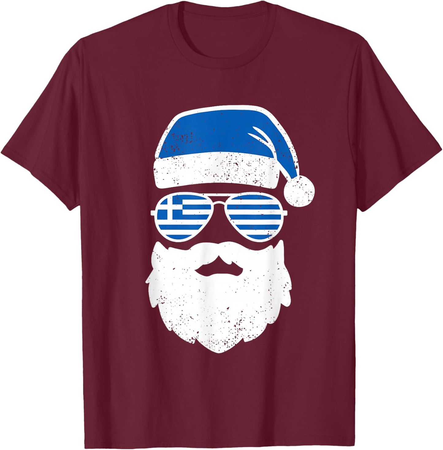 Greek Orthodox Christmas Santa Claus Greece Flag Greek T-Shirt - T-Shirt | Maroon