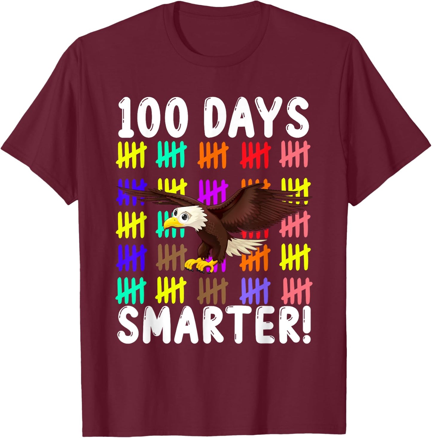 Animal Bird Cute Eagle Student Kids Gift 100 Days Of School T-Shirt - T-Shirt | Maroon