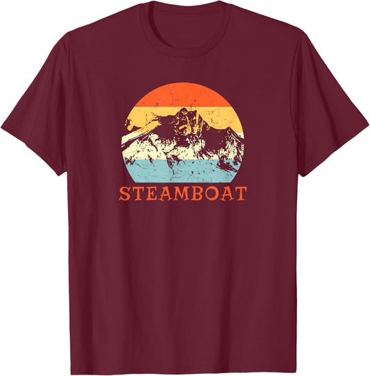 KULAWIND Steamboat Springs, Colorado Snow Ski & Outdoor Paradise - Black, Small T-Shirt - T-Shirt | Maroon
