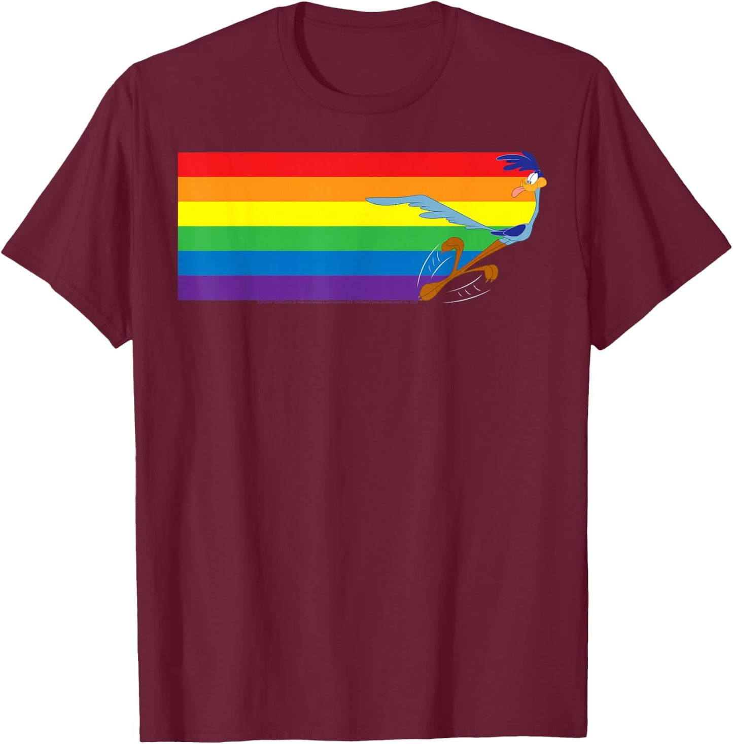 Looney Tunes Pride Road Runner Rainbow T-Shirt - T-Shirt | Maroon