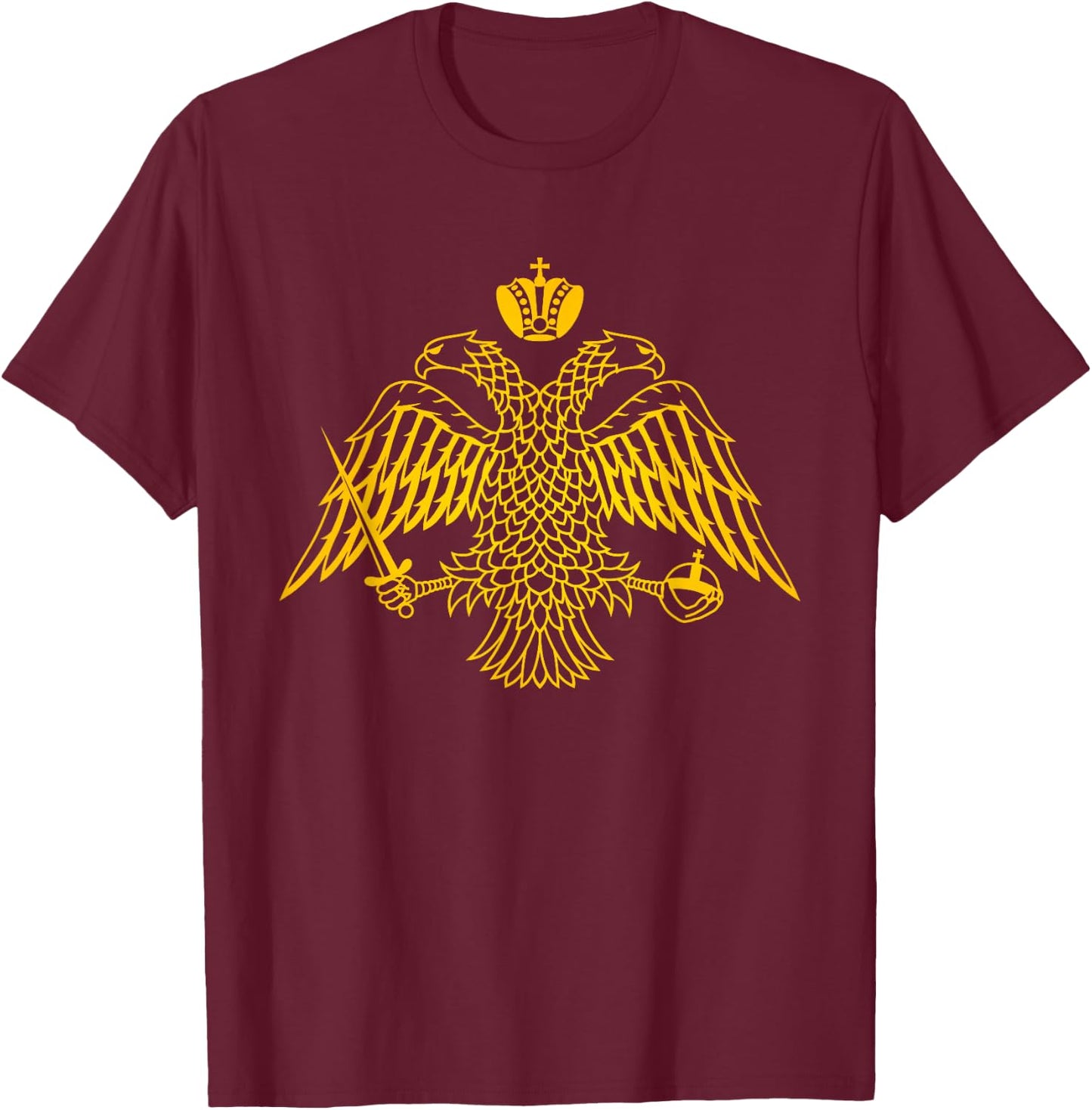 Double Headed Eagle Byzantine & Christian Orthodox Emblem T-Shirt - T-Shirt | Maroon