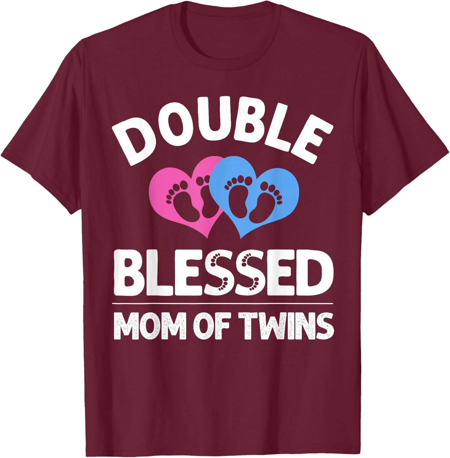 Cute Double Blessed Expectant Humor Lover Designs Funny New Mom Of Twins Gift Mother Announcement ,black,Small T-Shirt - T-Shirt | Maroon