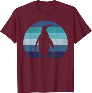 Retro Antarctic Animal Bird Penguin T-Shirt - T-Shirt | Maroon