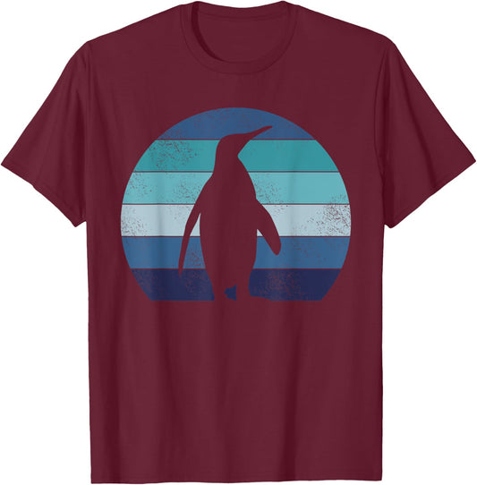 Retro Antarctic Animal Bird Penguin T-Shirt - T-Shirt | Maroon