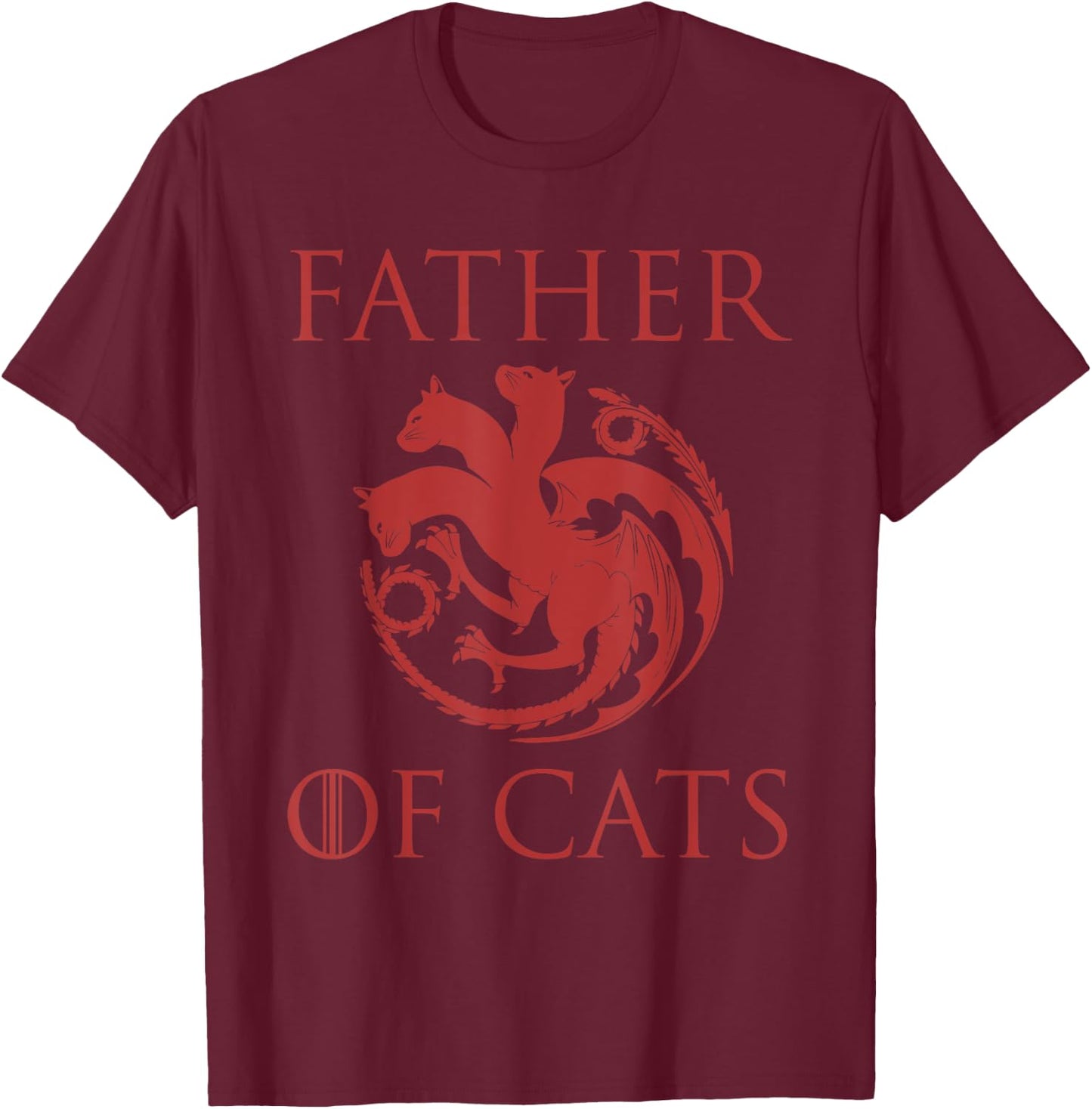 Father of Cats - Funny Cat Lover Kitten Dad Kitty T-Shirt - T-Shirt | Maroon