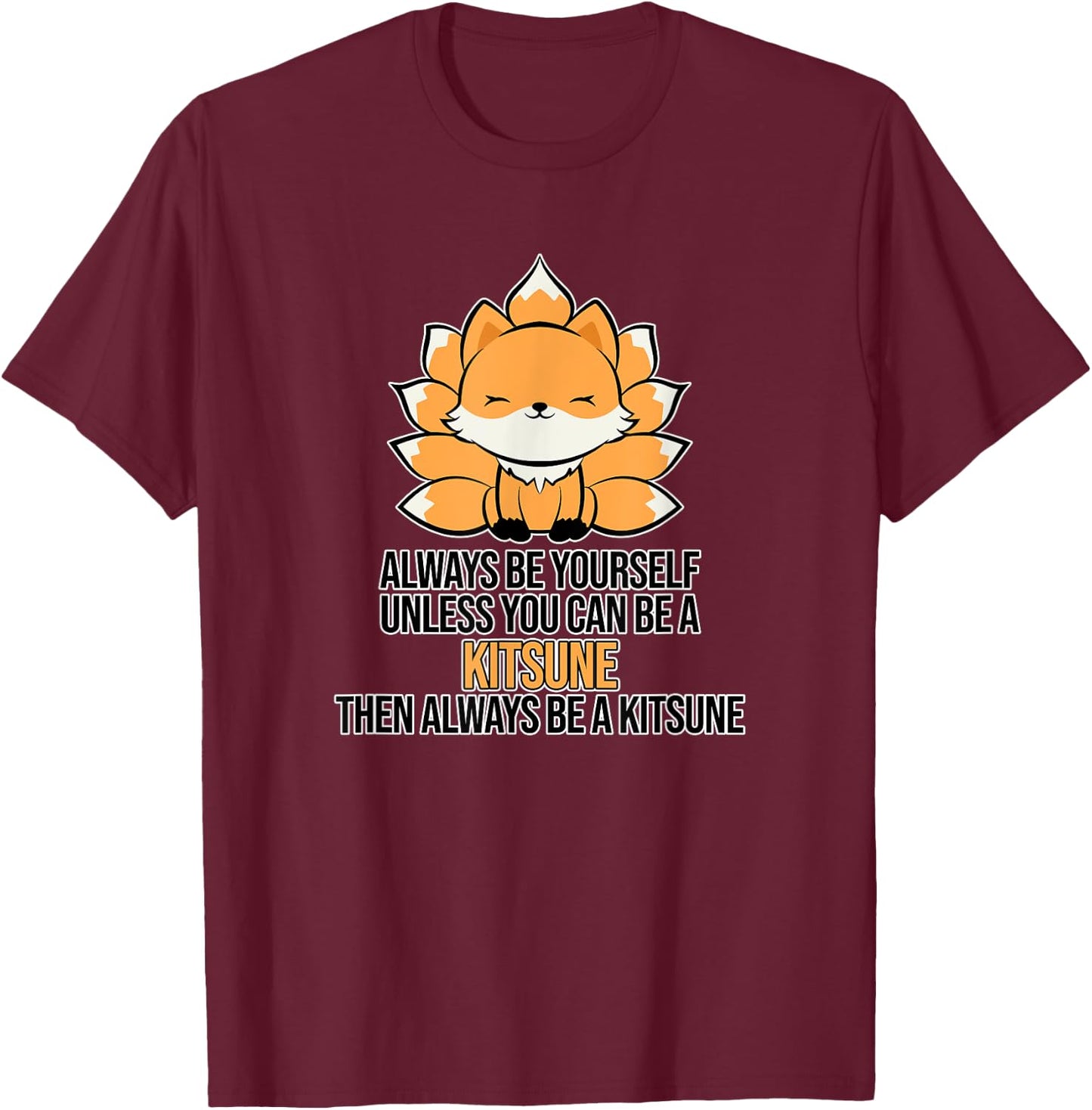 Japanese Fox Cute Funny Anime Kami Kawaii Kitsune Inari Fox T-Shirt - T-Shirt | Maroon