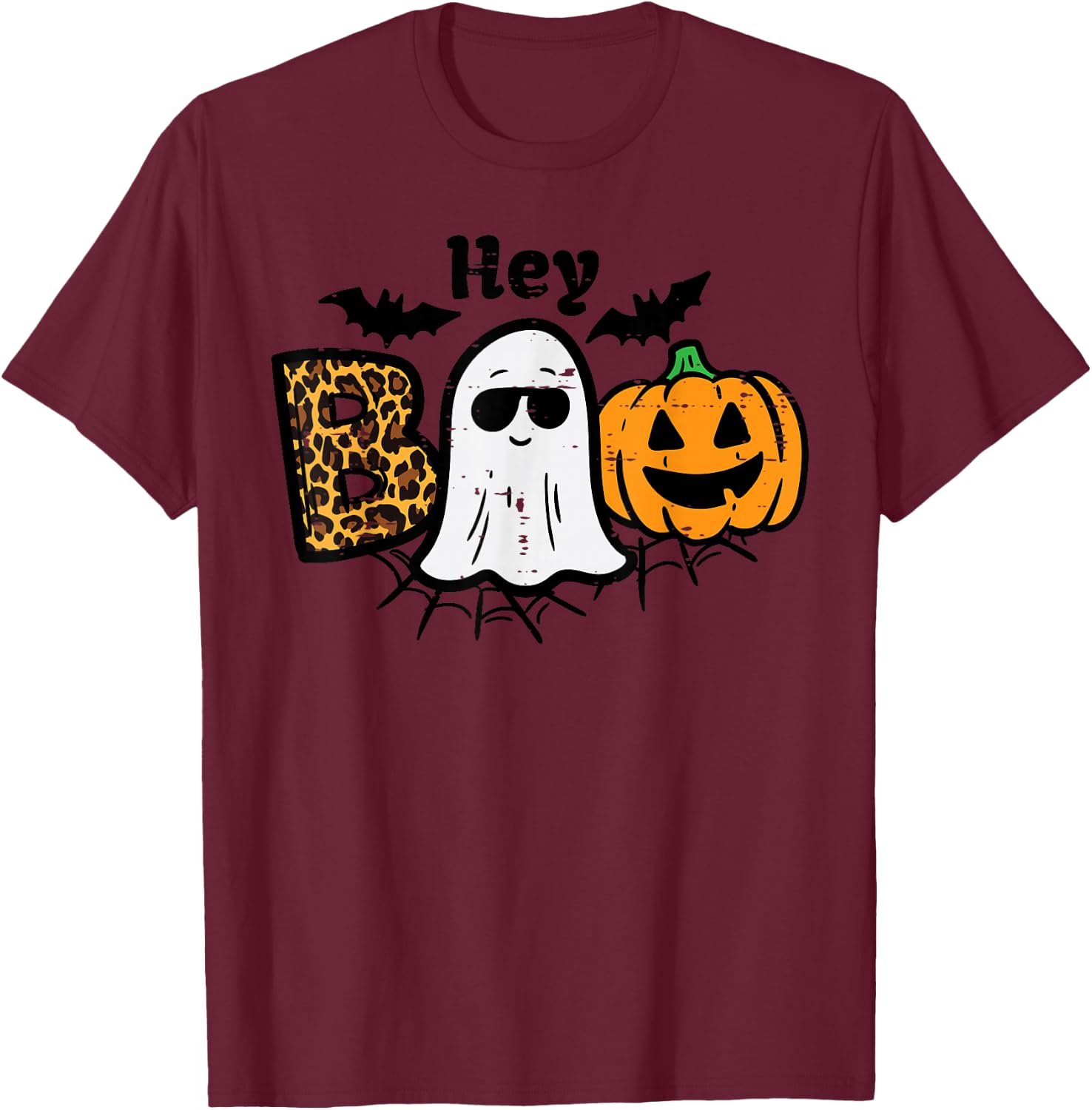 Halloween Hey Boo Ghost Pumpkin Costume Women Girls Kids T-Shirt - T-Shirt | Maroon