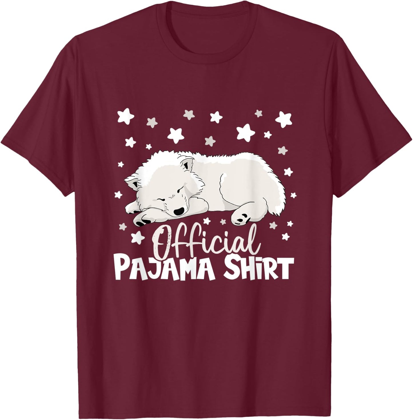 Official pajama napping shirt Samoyed dog pajamas Men Women Kids T-Shirt - T-Shirt | Maroon