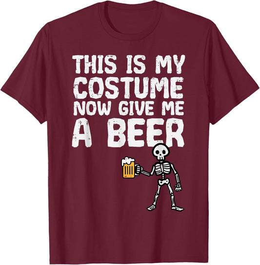 Halloween This Is My Costume Give Me Funny Skeleton Dad Men T-Shirt - T-Shirt | Maroon
