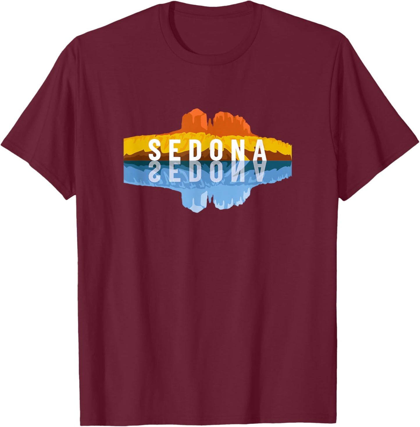 Sedona Arizona Mountain Reflections - Arizonan Climbing T-Shirt - T-Shirt | Maroon
