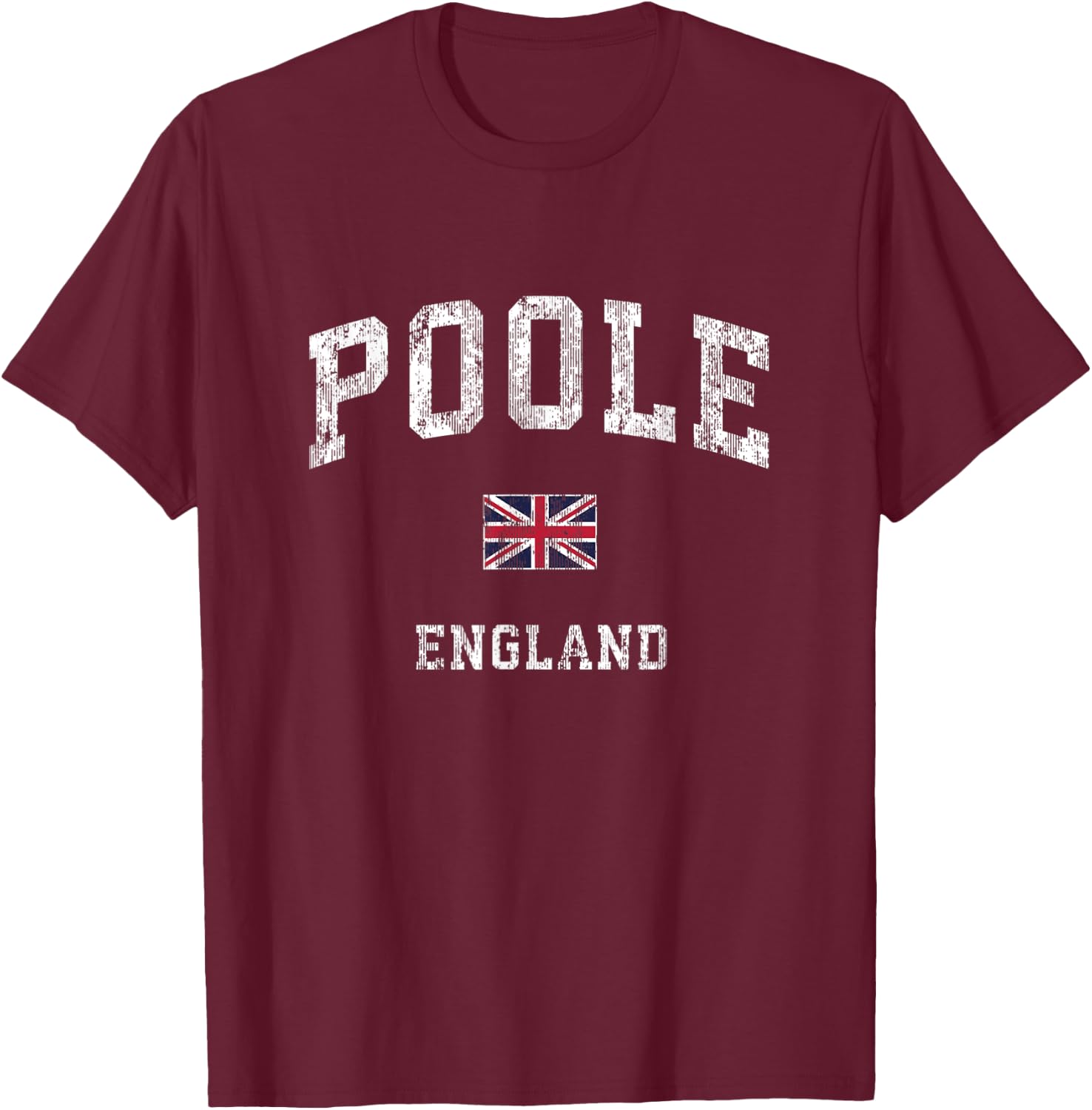 Poole England Vintage Athletic Sports Design T-Shirt - T-Shirt | Maroon
