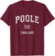 Poole England Vintage Athletic Sports Design T-Shirt - T-Shirt | Maroon